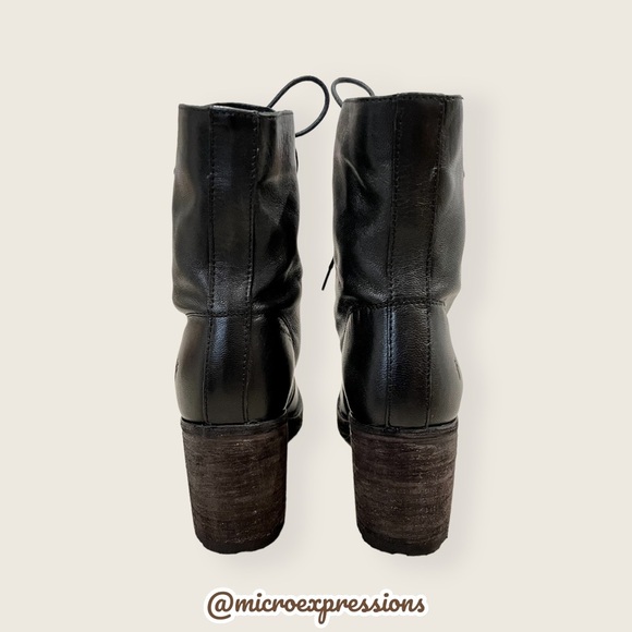$429 Frye Karen Lace Up Black Real Leather Combat Short Chunky Comfy Ankle Boot - Picture 13 of 16